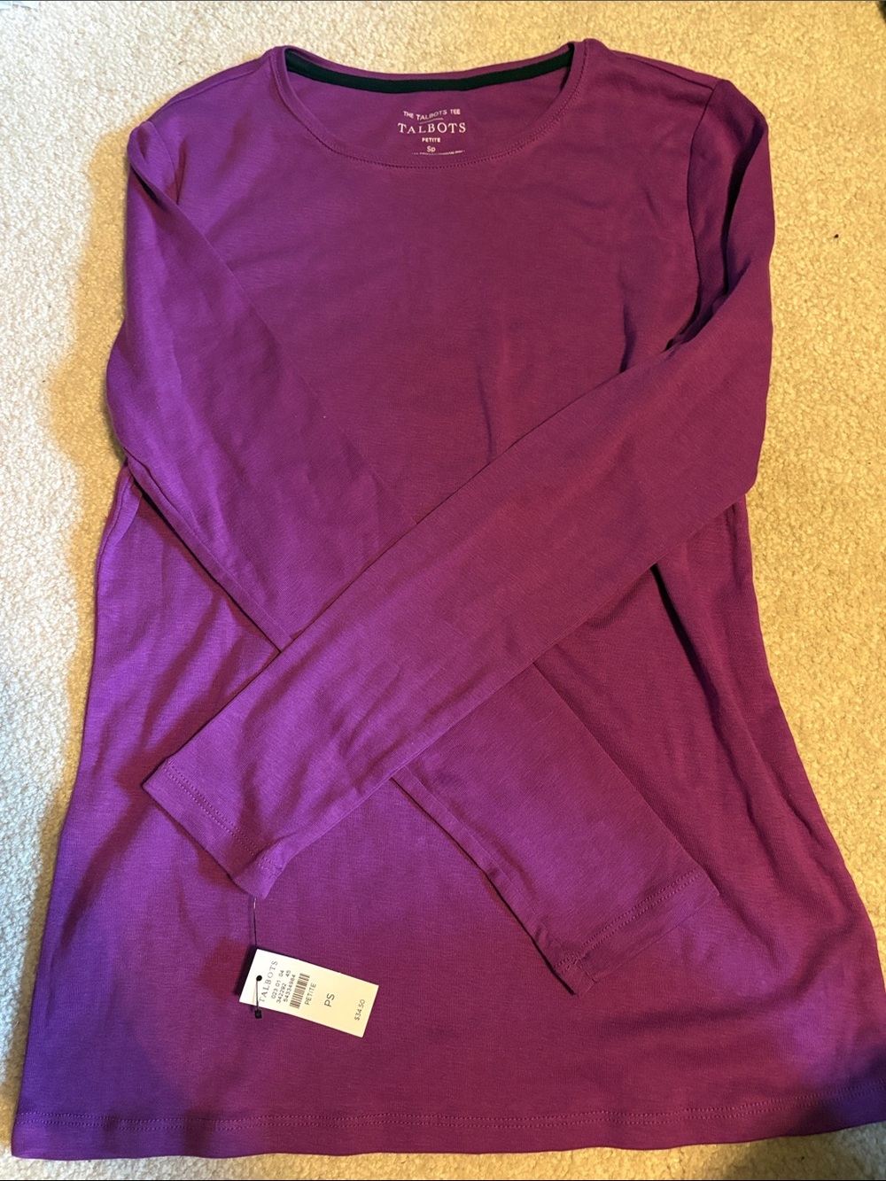 Talbots Women's Long Sleeve Crewneck Top - Plum